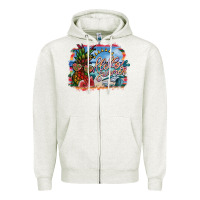 Oatmeal Heather hello summer Zipper Hoodie - SublimationCraftShop