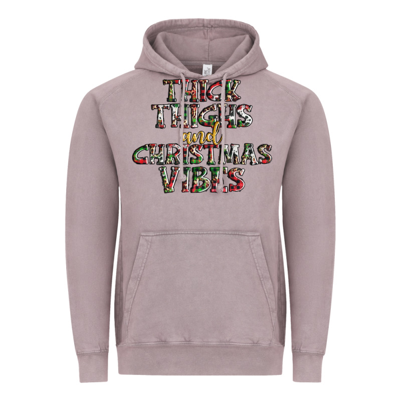 Thick Thighs And Christmas Vibes Vintage Hoodie by AdoDesignShop | Teevron