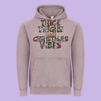 Thick Thighs And Christmas Vibes Vintage Hoodie Designed By Adodesignshop