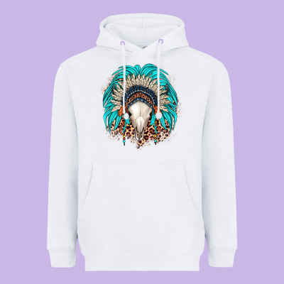 Bull Skull Indian Headdress Heavyweight Hoodie Designed By Jahusdesignshop