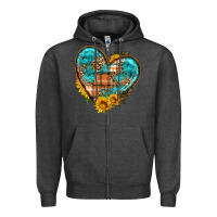 Charcoal Heather fall pattern heart with sunflower Zipper Hoodie - HRA Design Shop