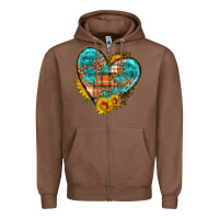 Chestnut fall pattern heart with sunflower Zipper Hoodie - HRA Design Shop