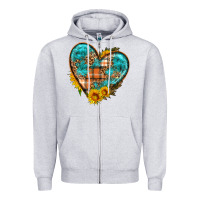Fall Pattern Heart With Sunflower Zipper Hoodie | Teevron