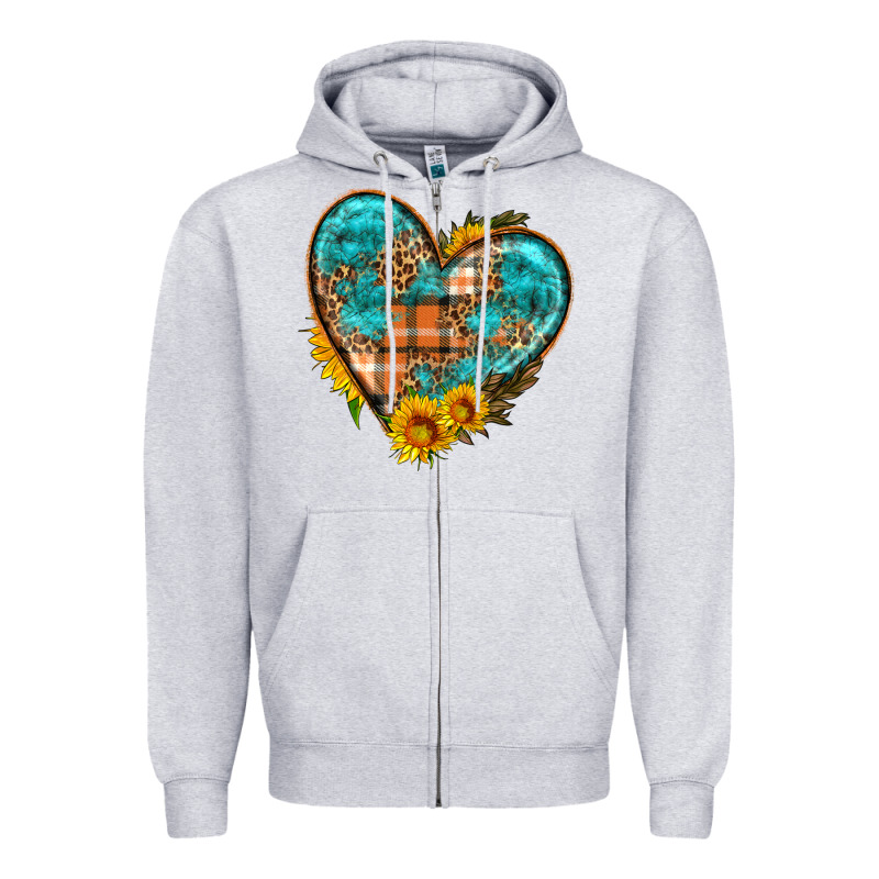 Fall Pattern Heart With Sunflower Zipper Hoodie by HRA Design Shop | Teevron