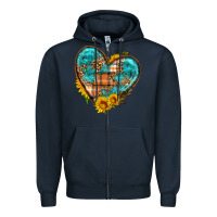 Navy fall pattern heart with sunflower Zipper Hoodie - HRA Design Shop