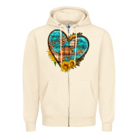 Sandshell fall pattern heart with sunflower Zipper Hoodie - HRA Design Shop