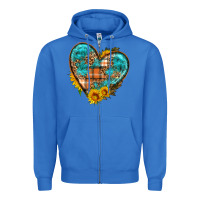 True Royal fall pattern heart with sunflower Zipper Hoodie - HRA Design Shop
