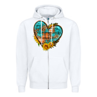 White fall pattern heart with sunflower Zipper Hoodie - HRA Design Shop
