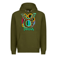 Army Green Taurus Zodiac Sign Sunflower Leopard Serape Premium Hoodie - RanaPortraitStore