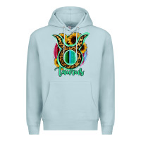 Blue Mist Taurus Zodiac Sign Sunflower Leopard Serape Premium Hoodie - RanaPortraitStore