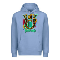 Colony Blue Taurus Zodiac Sign Sunflower Leopard Serape Premium Hoodie - RanaPortraitStore
