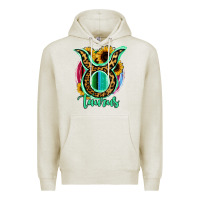 Oatmeal Heather Taurus Zodiac Sign Sunflower Leopard Serape Premium Hoodie - RanaPortraitStore