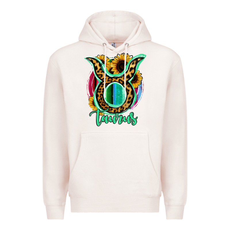 Taurus Zodiac Sign Sunflower Leopard Serape Premium Hoodie by RanaPortraitStore | Teevron