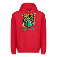 Red Taurus Zodiac Sign Sunflower Leopard Serape Premium Hoodie - RanaPortraitStore