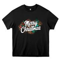 Black Merry Christmas Heavy Core Tee - CowhideDigitalArt