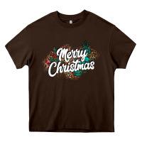 Chocolate Brown Merry Christmas Heavy Core Tee - CowhideDigitalArt