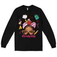 Black afro messy bun teacherlife Long Sleeve Tee - texasbilliewilder
