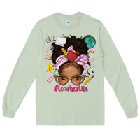 Matcha afro messy bun teacherlife Long Sleeve Tee - texasbilliewilder