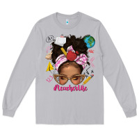 Moon Dust afro messy bun teacherlife Long Sleeve Tee - texasbilliewilder