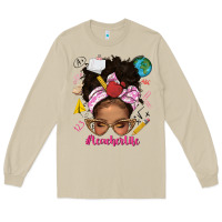 Mushroom afro messy bun teacherlife Long Sleeve Tee - texasbilliewilder