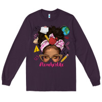 Plum afro messy bun teacherlife Long Sleeve Tee - texasbilliewilder