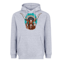 Heather Grey texas longhorn indian headdress Heavyweight Hoodie - JahusDesignShop