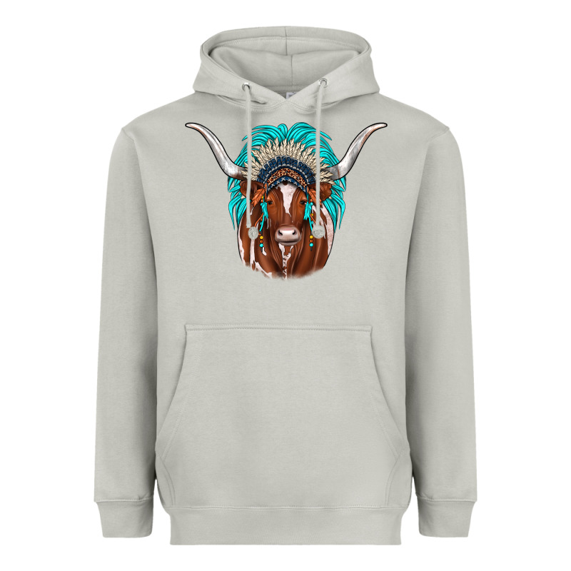 Texas Longhorn Indian Headdress Heavyweight Hoodie by JahusDesignShop | Teevron