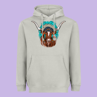 Texas Longhorn Indian Headdress Heavyweight Hoodie Designed By Jahusdesignshop