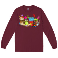 Burgundy art teacher coffee cups Long Sleeve Tee - texasbilliewilder