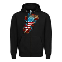 Black American lightning bolt Zipper Hoodie - Neo Western