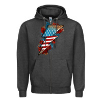Charcoal Heather American lightning bolt Zipper Hoodie - Neo Western