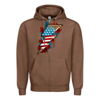Chestnut American lightning bolt Zipper Hoodie - Neo Western