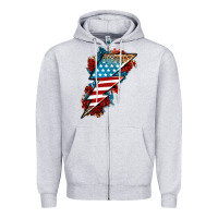 Heather Grey American lightning bolt Zipper Hoodie - Neo Western