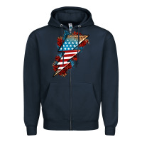 Navy American lightning bolt Zipper Hoodie - Neo Western