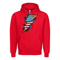 Red American lightning bolt Zipper Hoodie - Neo Western