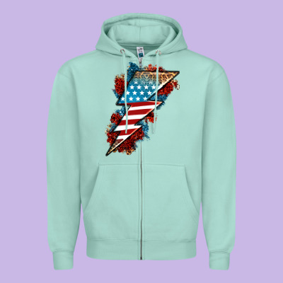 American Lightning Bolt Zipper Hoodie Designed By Neo Western