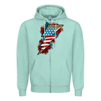 Seafoam American lightning bolt Zipper Hoodie - Neo Western