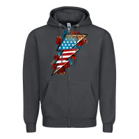 Smoke American lightning bolt Zipper Hoodie - Neo Western