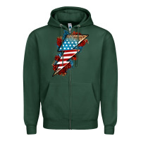 Sports Green American lightning bolt Zipper Hoodie - Neo Western