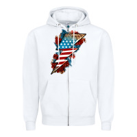 White American lightning bolt Zipper Hoodie - Neo Western