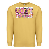 Antique Gold pink cozy season with snowman ado Premium Sweatshirt - AdoDesignShop