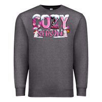 Charcoal Heather pink cozy season with snowman ado Premium Sweatshirt - AdoDesignShop
