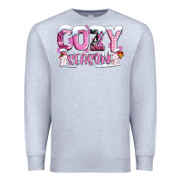 Heather Grey pink cozy season with snowman ado Premium Sweatshirt - AdoDesignShop