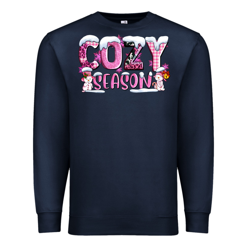 Pink Cozy Season With Snowman Ado Premium Sweatshirt by AdoDesignShop | Teevron
