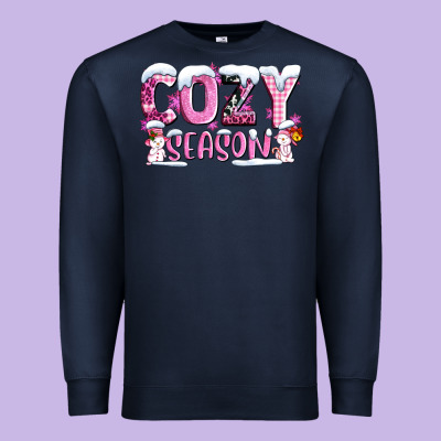 Pink Cozy Season With Snowman Ado Premium Sweatshirt Designed By Adodesignshop