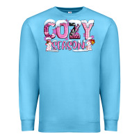 Ocean Blue pink cozy season with snowman ado Premium Sweatshirt - AdoDesignShop