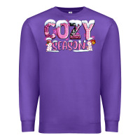 Purple pink cozy season with snowman ado Premium Sweatshirt - AdoDesignShop