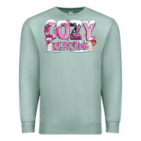 Seafoam pink cozy season with snowman ado Premium Sweatshirt - AdoDesignShop