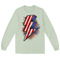 Matcha leopard american flag lightning bolt Long Sleeve Tee - Zillion Design Studio