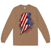 Toasted Coconut leopard american flag lightning bolt Long Sleeve Tee - Zillion Design Studio